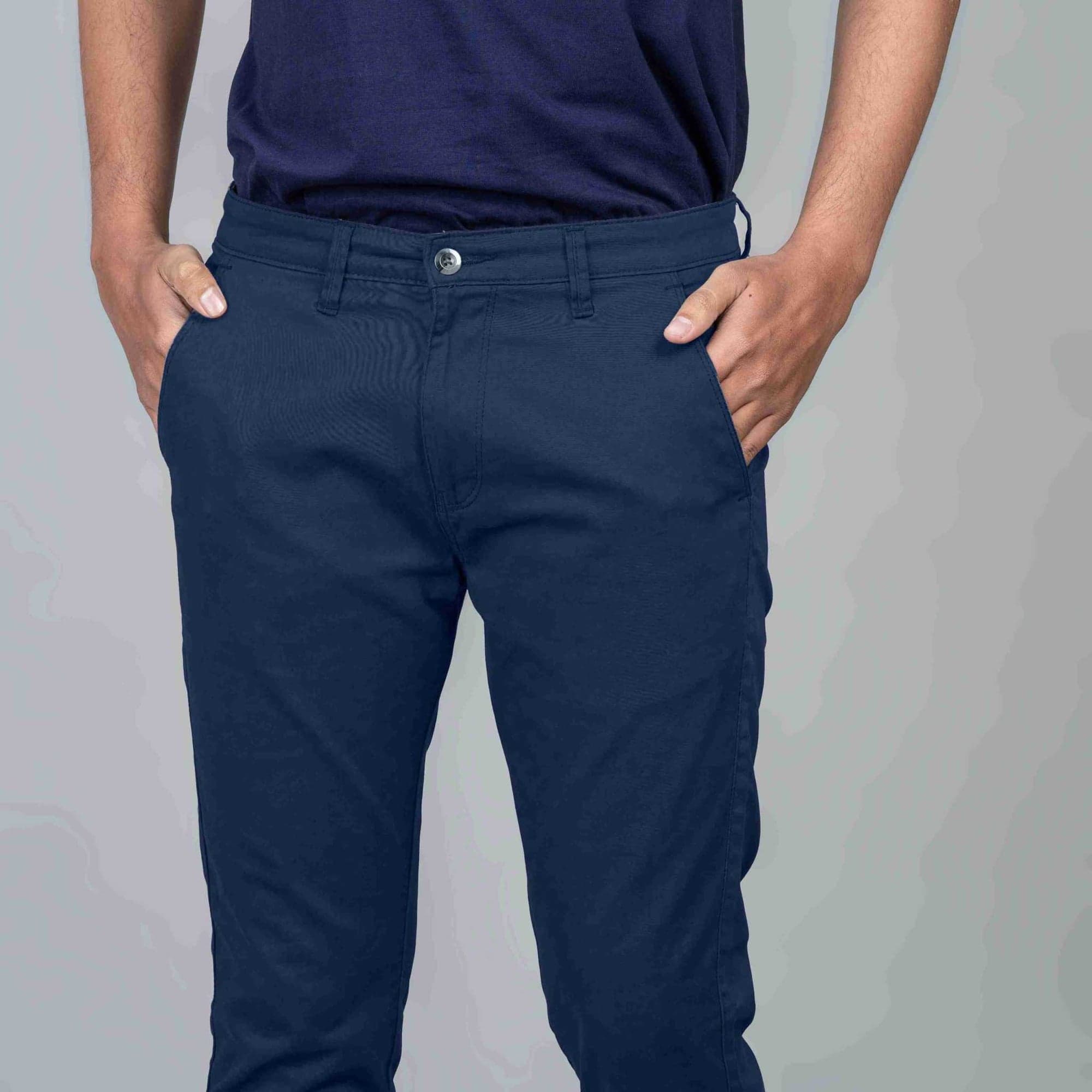 Casual Cotton Pants for Men blue
