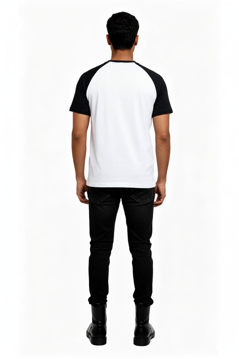 Classic Raglan Half-Sleeve T-Shirt (White/Black)