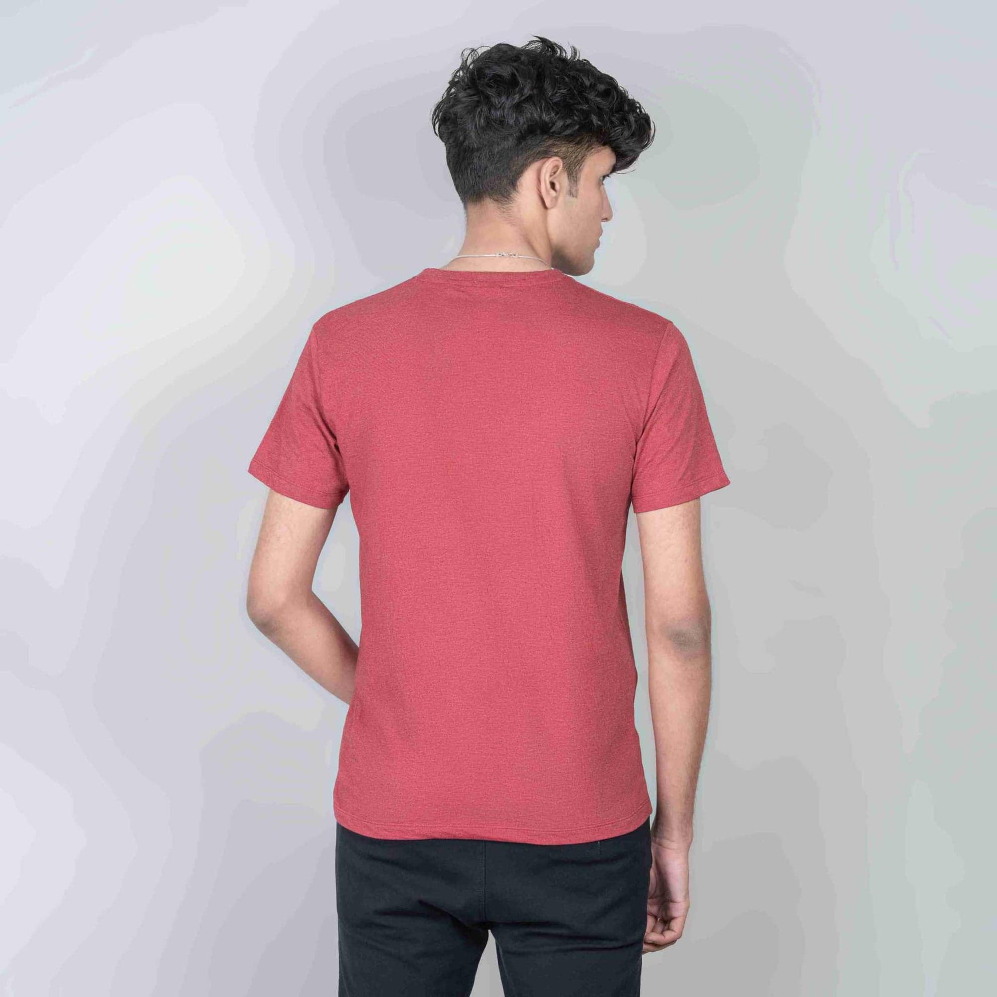 Cotton Slim Round Neck T-Shirt - Cardinal Heather