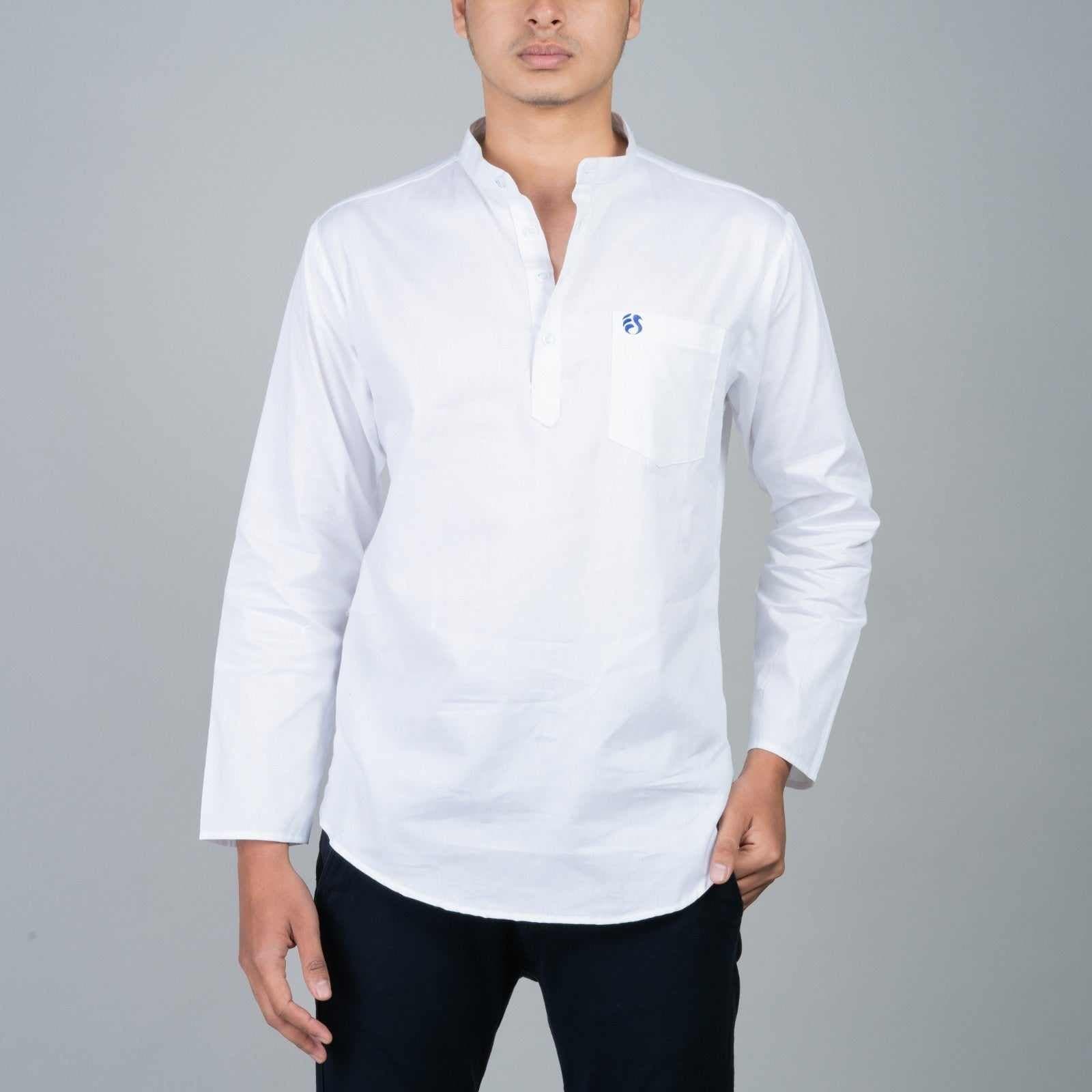 Casual Short Kurta for men - White
