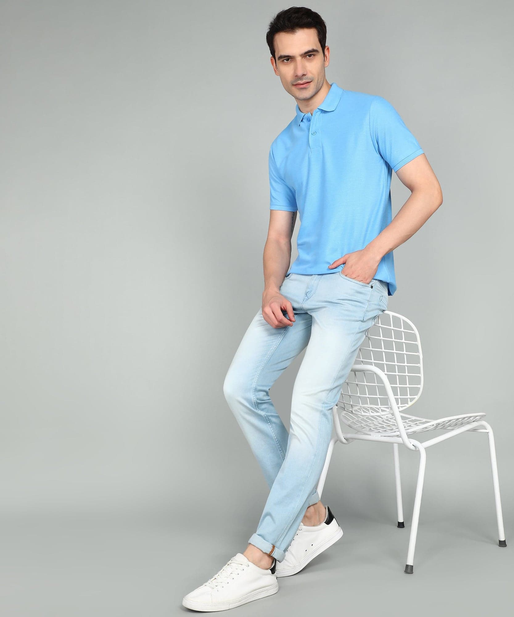 eSiddhi Classic Light Sky Blue Polo T-Shirt