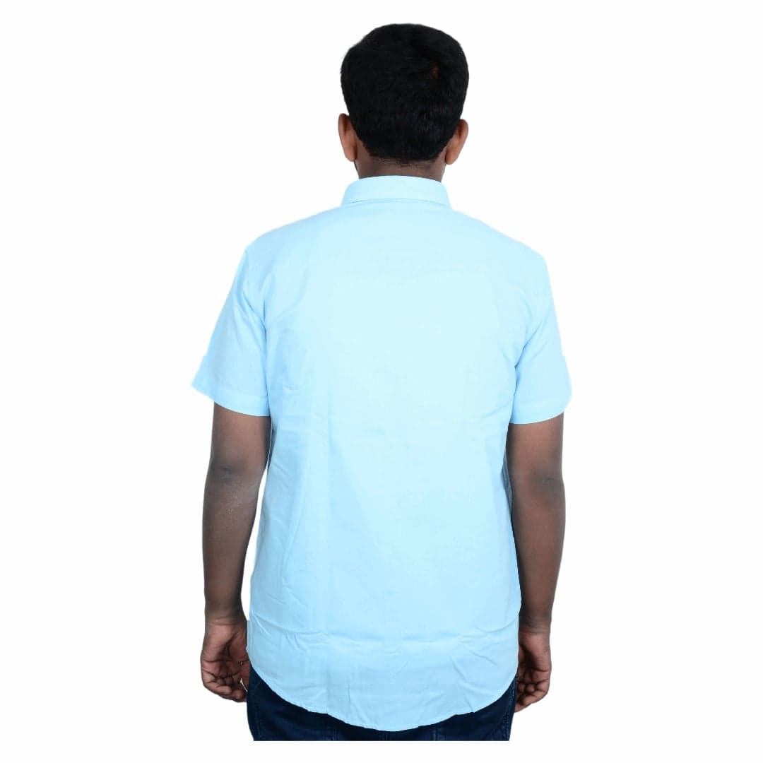 Cotton Slim Fit Half Shirt sky blue Half