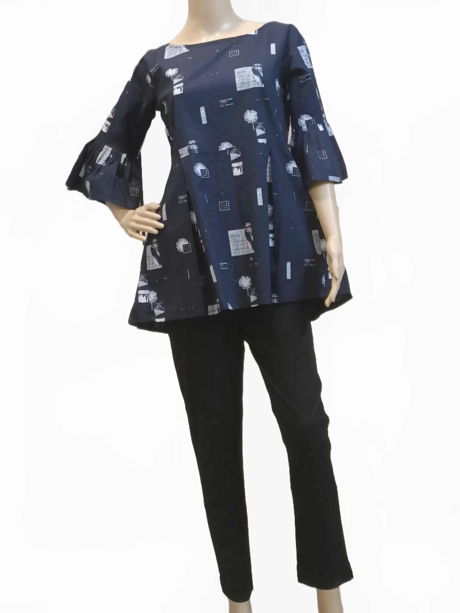 Blue cotton Tunic (Geometric design) eSiddhi