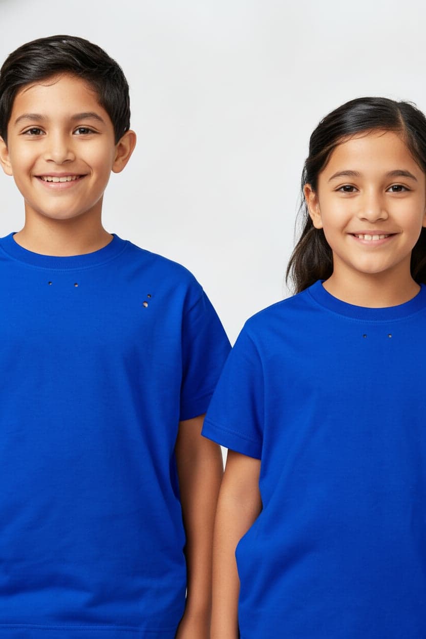 Kids' Unisex Plain Royal Blue T-Shirt