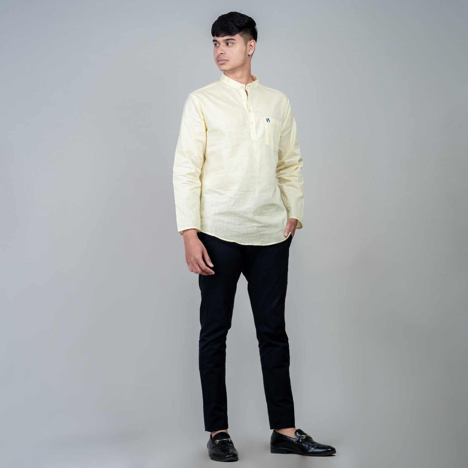 Casual Short Kurta for men -Cream