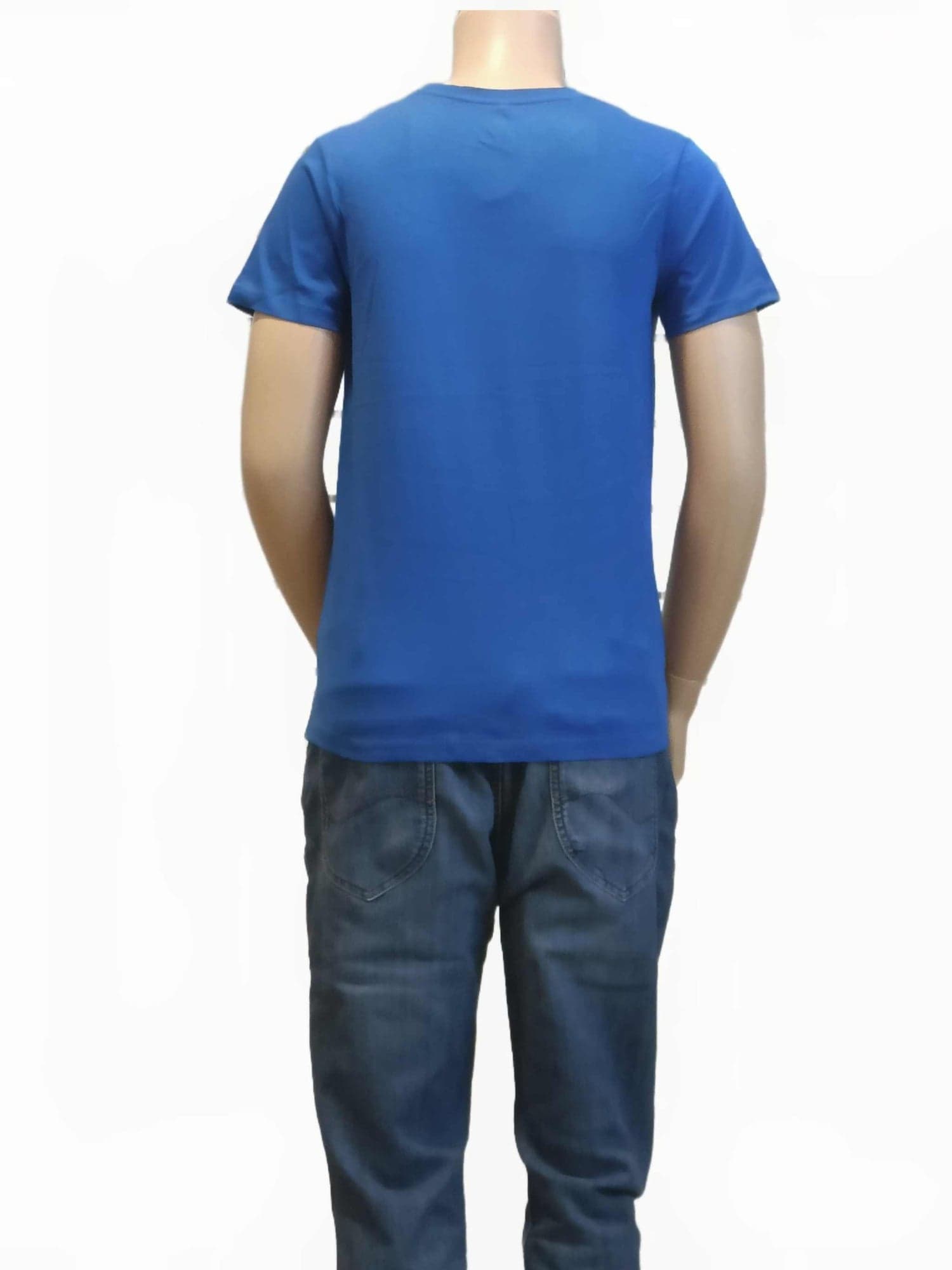 Cotton Slim Round Neck T-Shirt - Royal Blue- Bangalore Print
