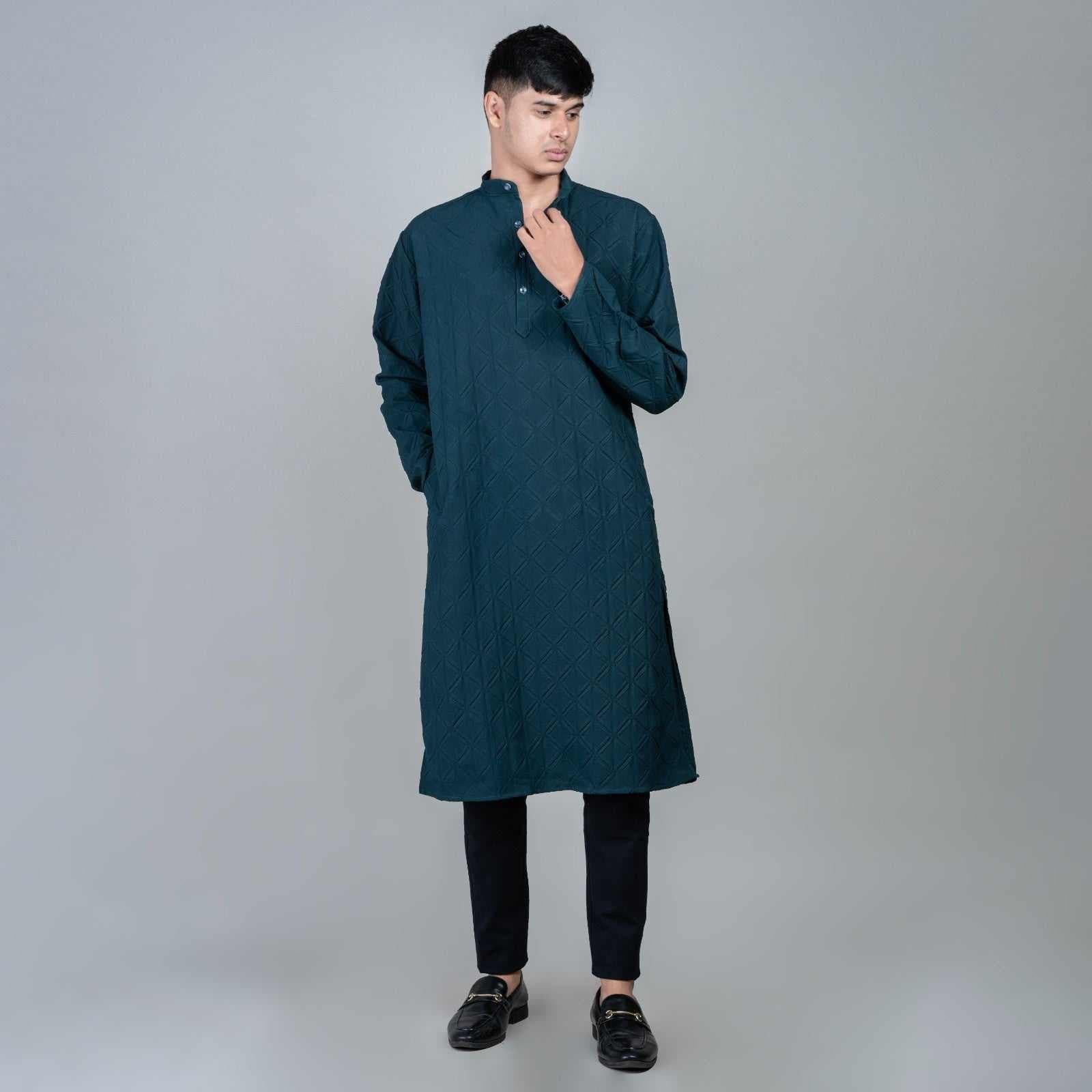 Casual Long Kurta for men -Green