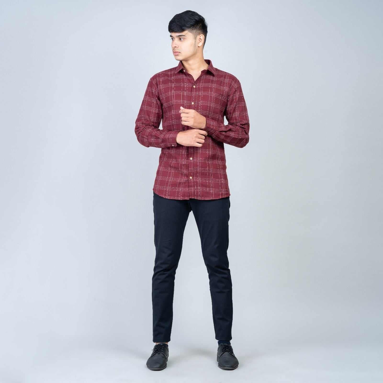 Cotton Regular Full Shirt - Maroon