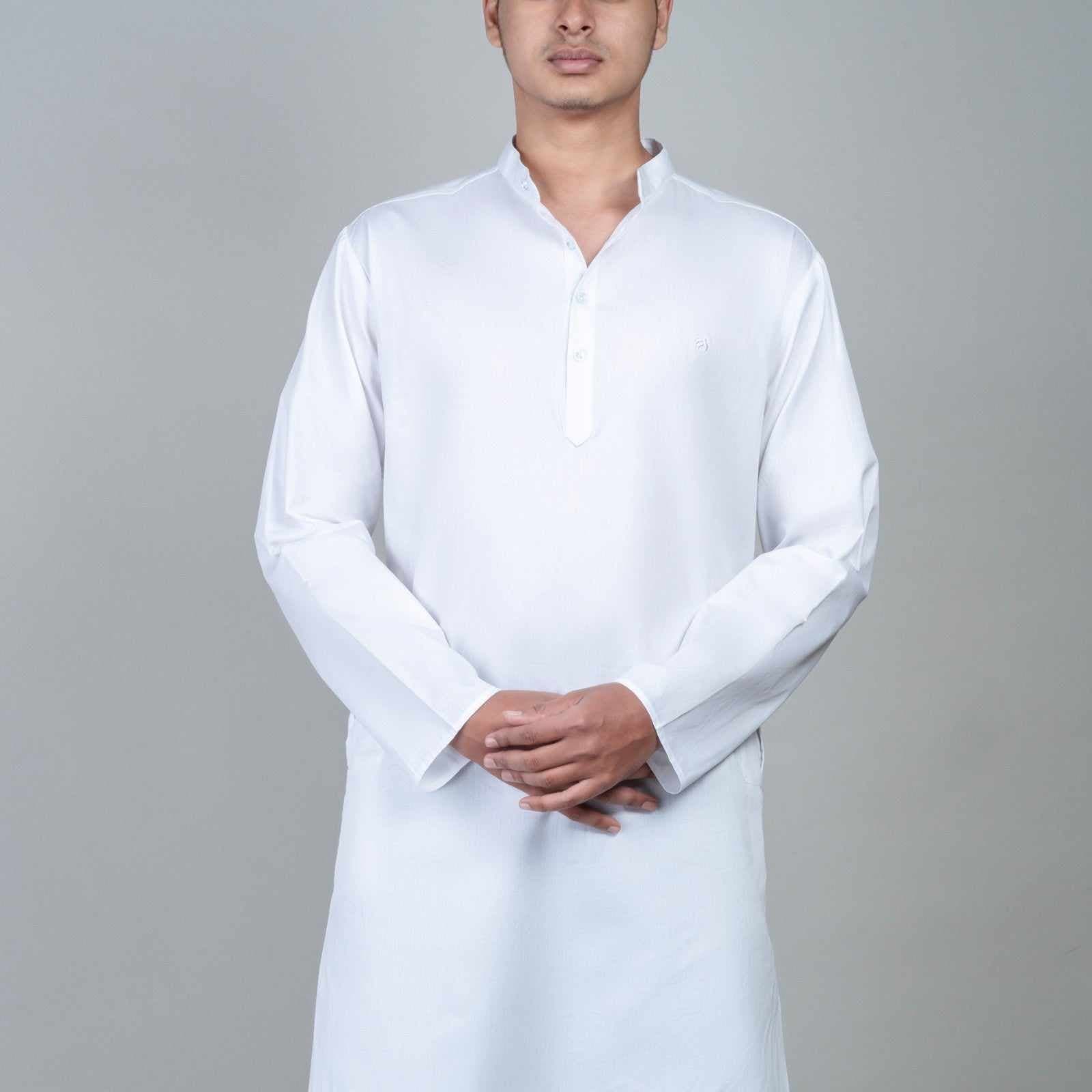 Casual long kurta for men -White