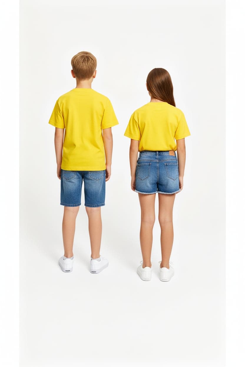 Kids' Unisex Plain Yellow T-Shirt