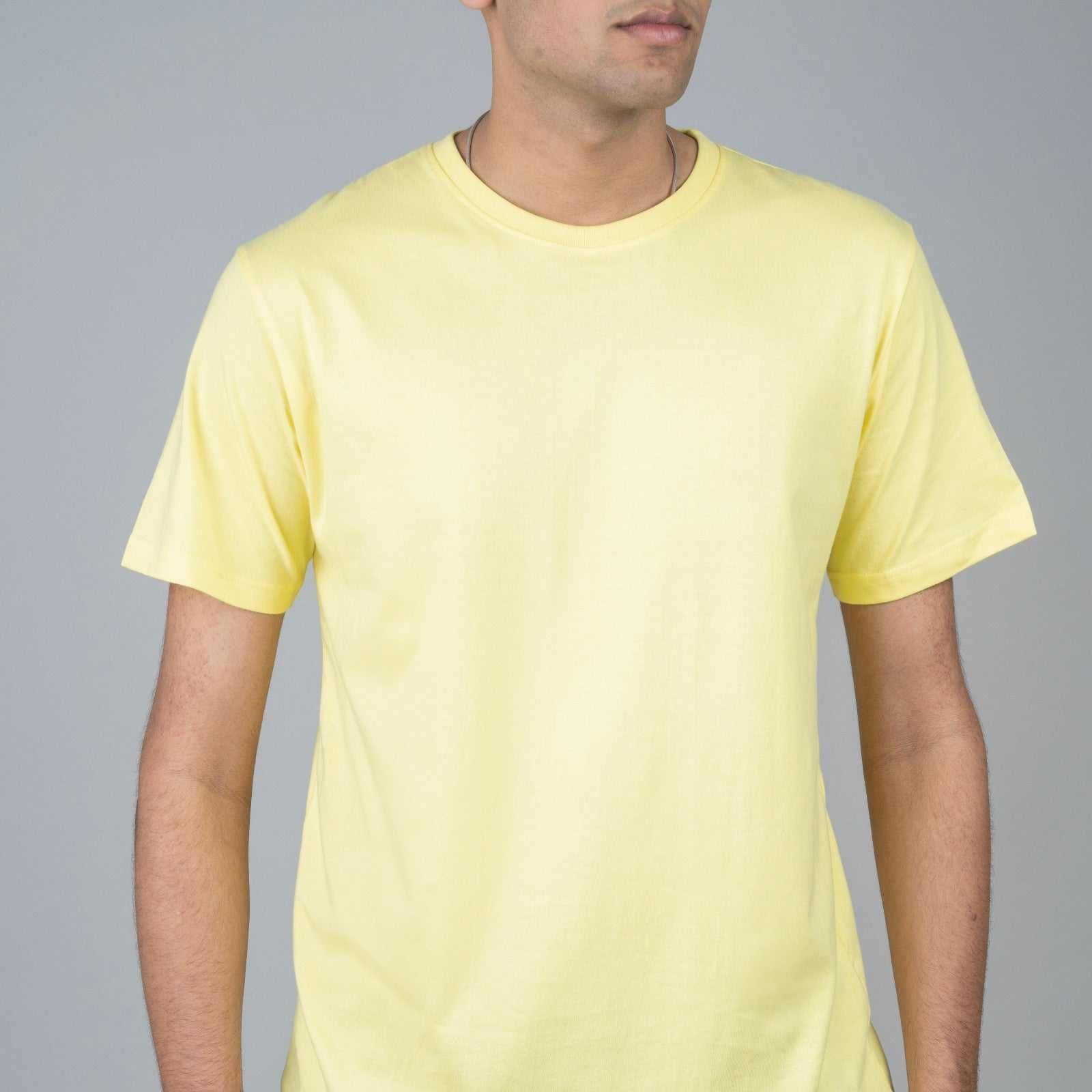 Cotton Slim Round Neck T-Shirt - Pale Yellow