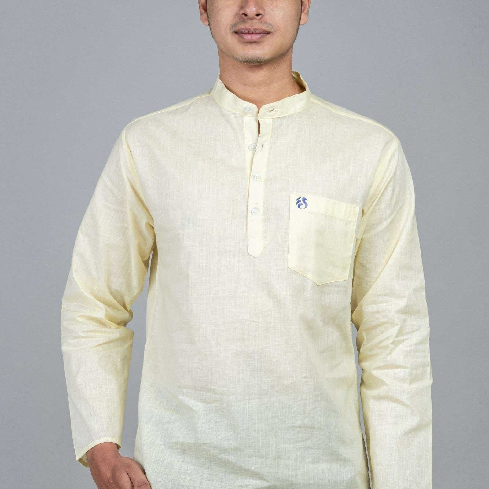 Casual Short Kurta for men -Cream