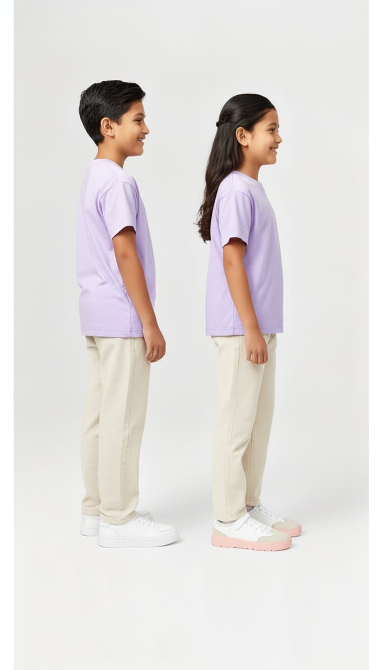 Kids' Unisex Plain Lilac T-Shirt