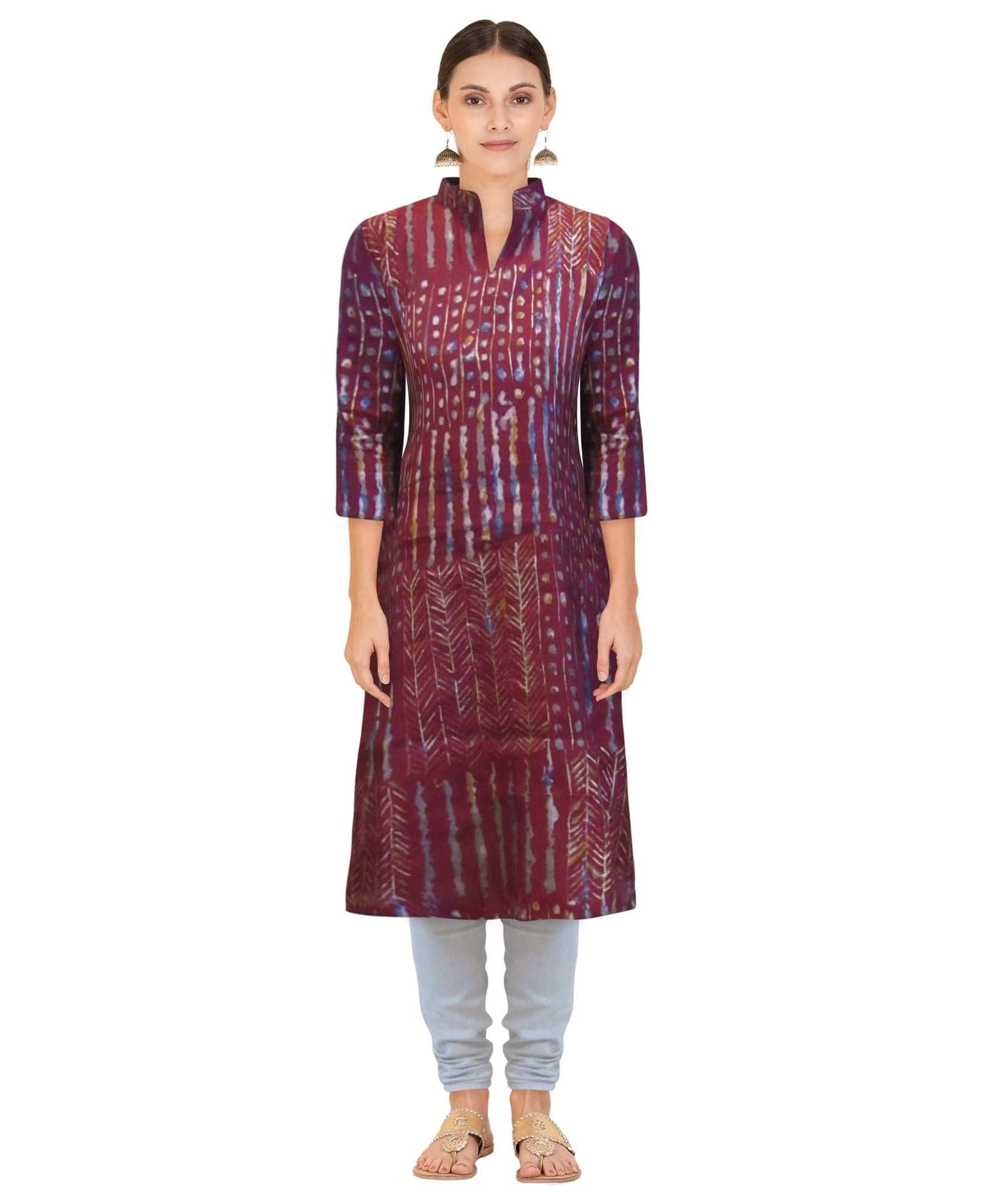 Mandarin Collar Jaipur Cotton Straight Kurti eSiddhi