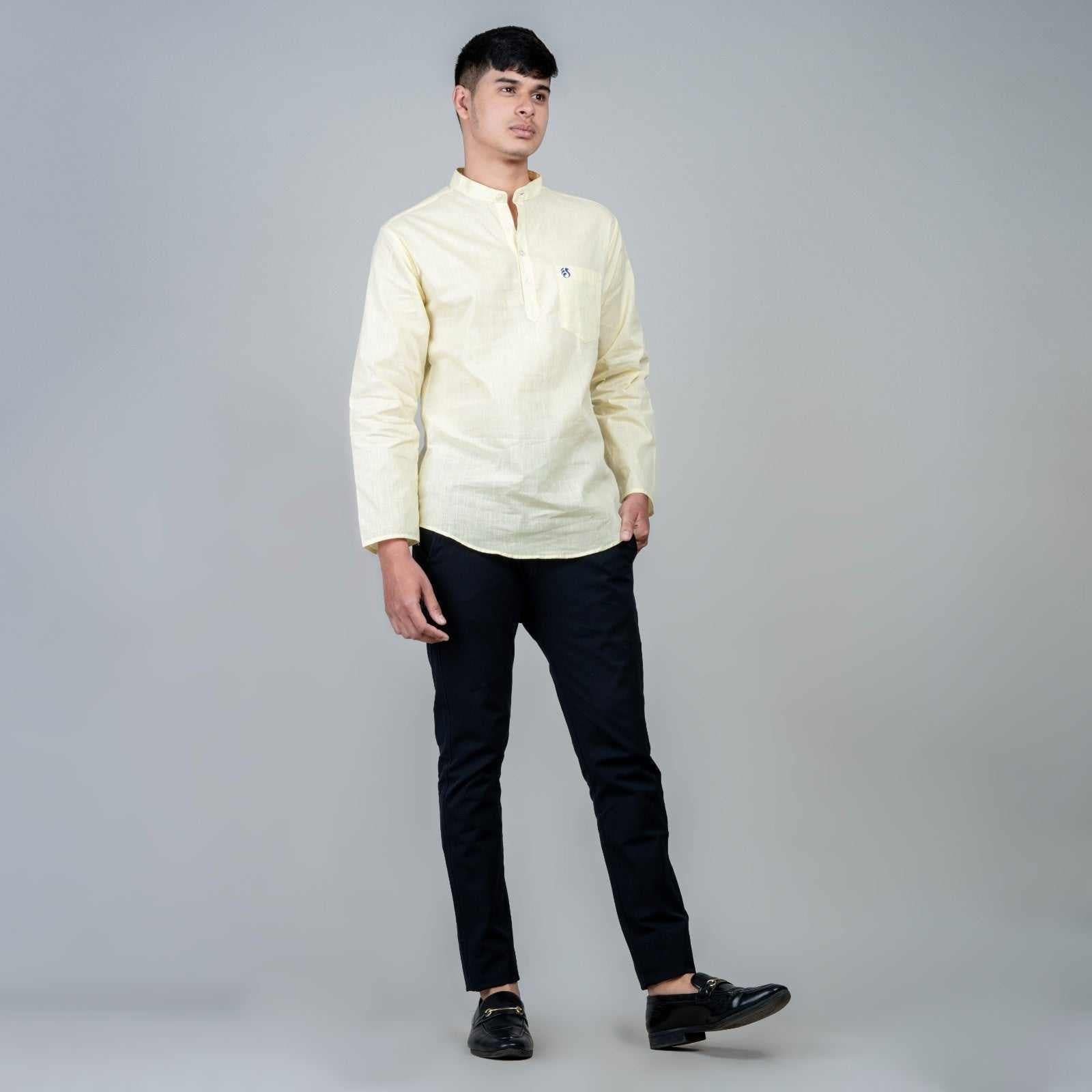 Casual Short Kurta for men -Cream