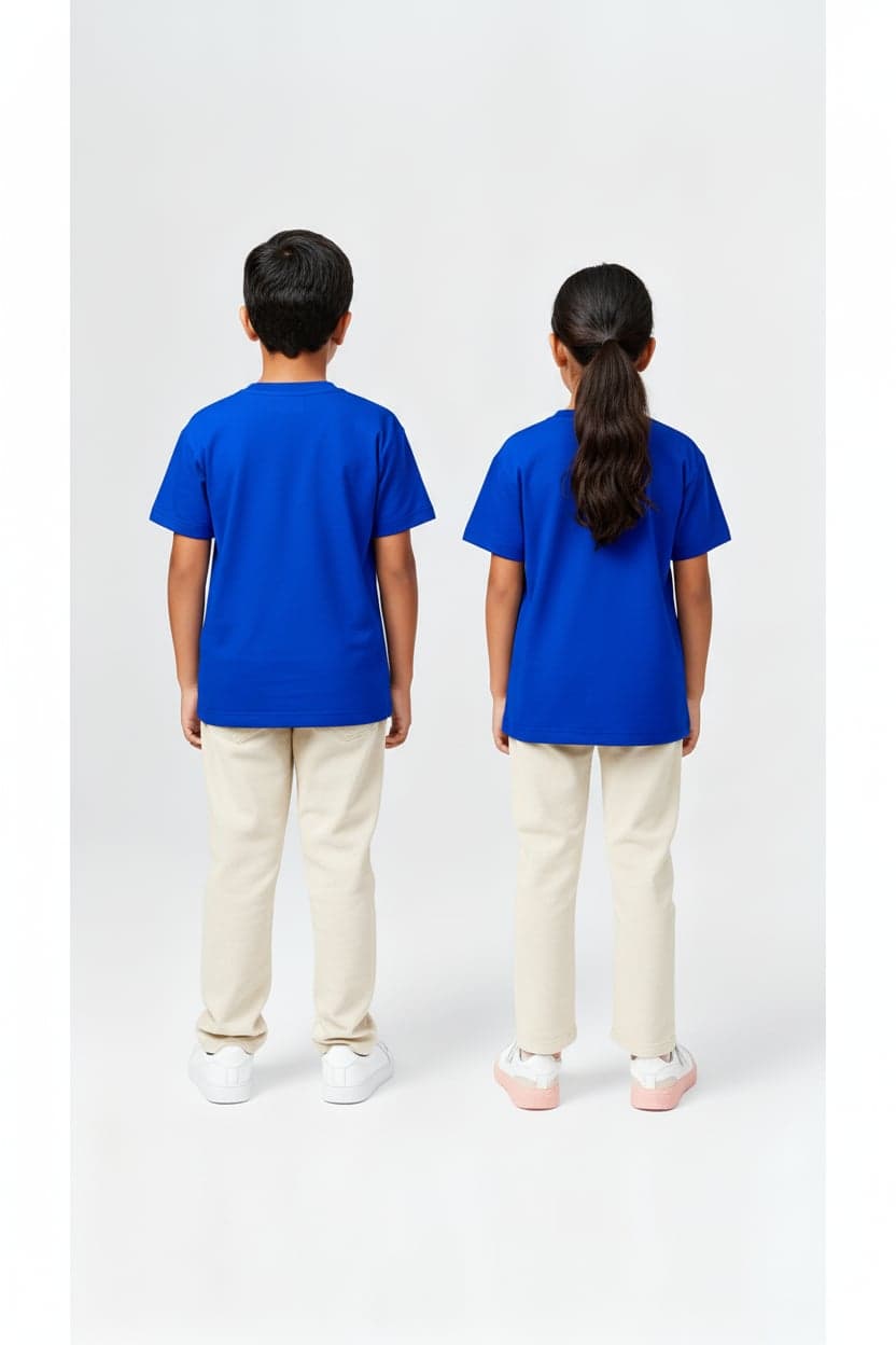 Kids' Unisex Plain Royal Blue T-Shirt