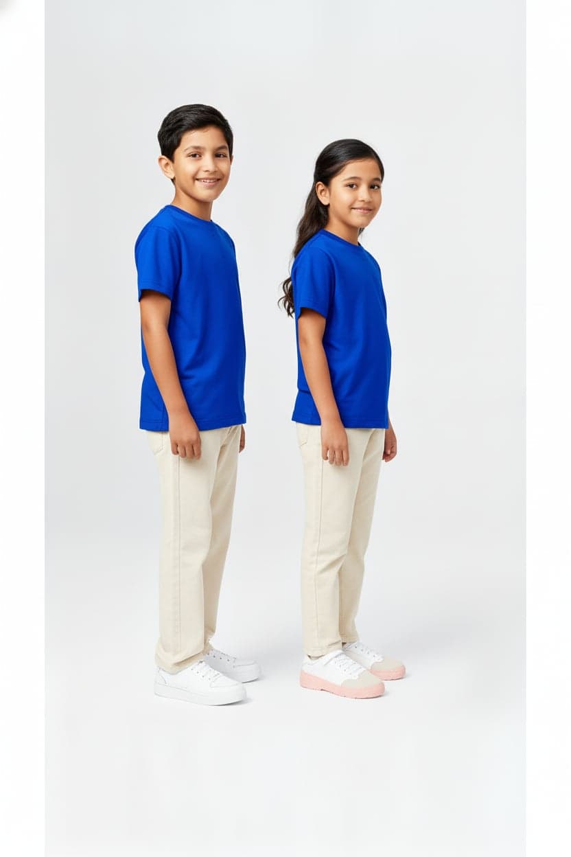 Kids' Unisex Plain Royal Blue T-Shirt