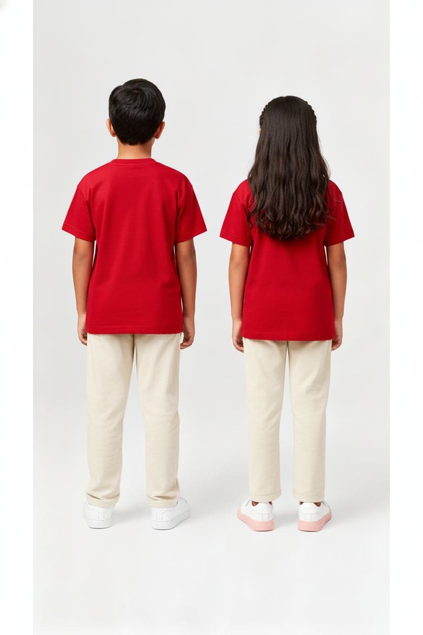 Kids' Unisex Plain Red T-Shirt