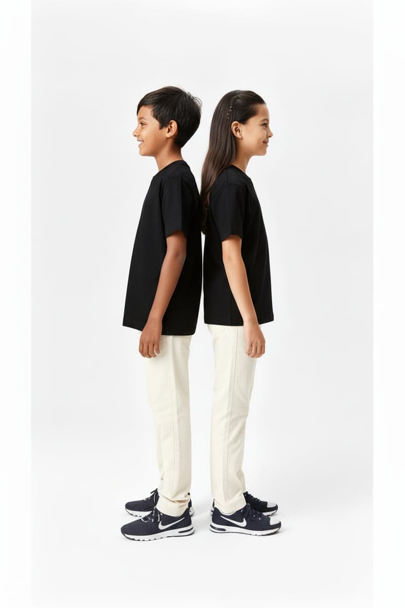 Kids' Unisex Plain Black T-Shirt