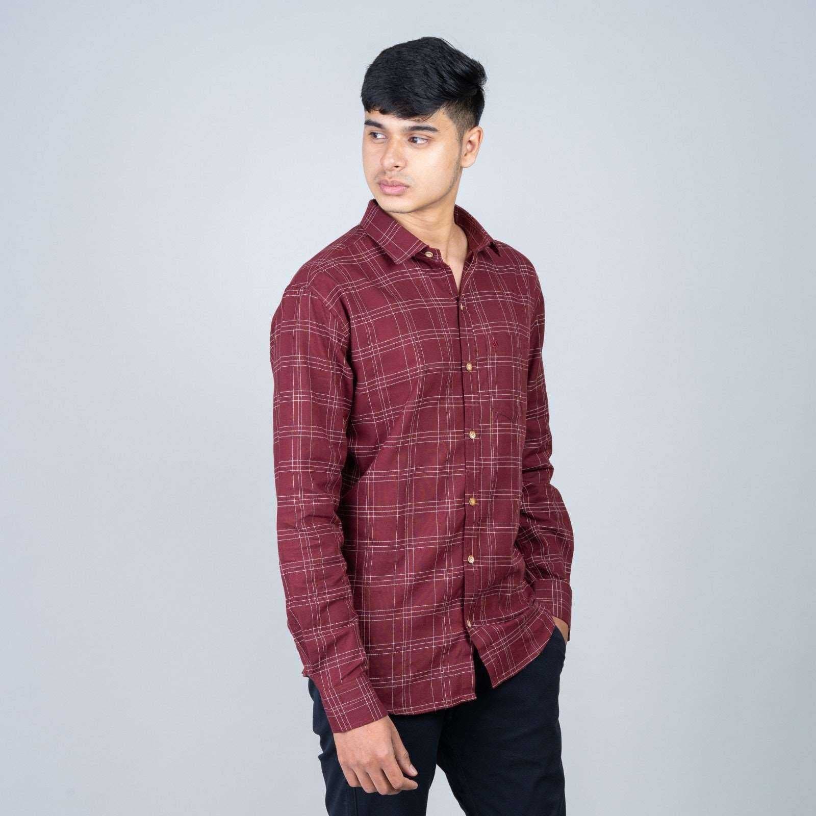 Cotton Regular Full Shirt - Maroon