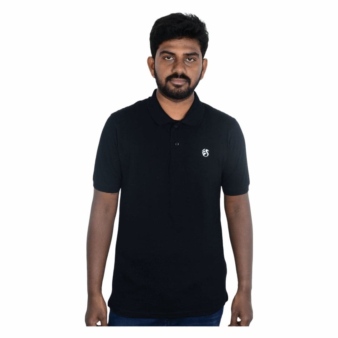 Cotton Polo T-shirt - Black